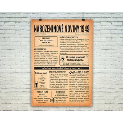 Narozeninové noviny 1949 - jednostranné