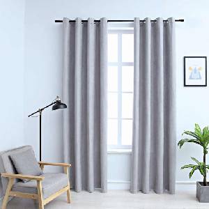 Pure Line Home Плътни завеси в цвят сив с метални халки, 2 бр. , 140 x 175 см - zalegloto - 60,04 лв