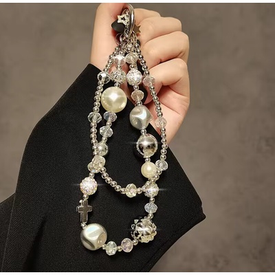 B-TOP Dvojitý třpytivý přívěsek na mobil s krystaly a perlami – Hledejceny.cz