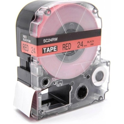 Compatible Epson LK-6RBP, SC24RW, C53S656004, 24mm x 9m, черен печат / червен фон, съвместима лента (LKSC24RW)