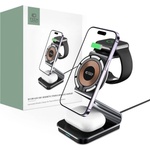 Tech-Protect 3-in-1 Inductive Wireless Charging Station Qi15W-A29 - тройна поставка (пад) за безжично зареждане за iPhone с Magsafe, Apple Watch и AirPods (черен)