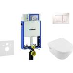 Geberit Kombifix - Комплект от предстена инсталация, тоалетна чиния и седалка Villeroy & Boch, бутони Sigma20, DirectFlush, SoftClose, CeramicPlus, бяло/лъскав хром 110.302. 00.5 NB5 (110.302.00.5 NB5)