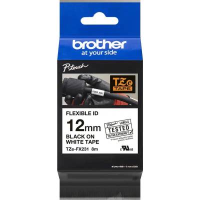 Brother TZe-F x 231 bílá / černá 12 mm s fle x ibilní páskou TZEF x 231