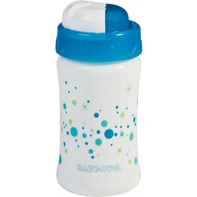 Baby-Nova Baby Nova Чаша със силиконова сламка- 340 ml, синя (34118)