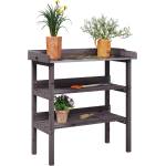 vidaXL Маса за разсаждане с рафтове сива 78x38x82, 5 см масивна ела (156354)