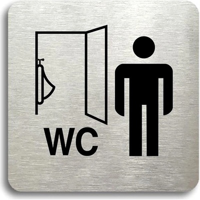 Accept Piktogram „WC muži pisoár" (80 × 80 mm) (strieborná tabuľka – čierna tlač bez rámčeka)