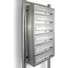 Lokální poštovní schránka Poštovní 6 vhozů Inox Bituxx ocel na stojanu