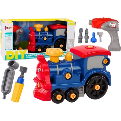 mamido šroubovací stavebnice lokomotiva modrá