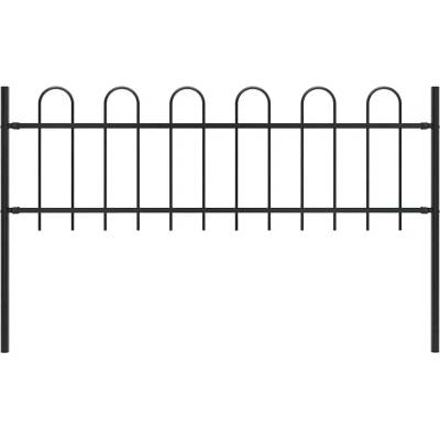 OMAXI Zahradní plot BOXTEL s obručí nahoře ocelový 170 x 60 cm černý 586953