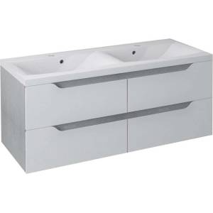 SAPHO Wave - Двоен шкаф за мивка 120x50x48 см, бял/сребрист дъб WA120-3011 (WA120-3011)