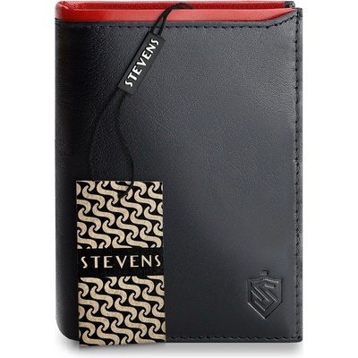 Pánska kožená peňaženka s rozkladacím panelom STEVENS PREMIUM RFID čierna