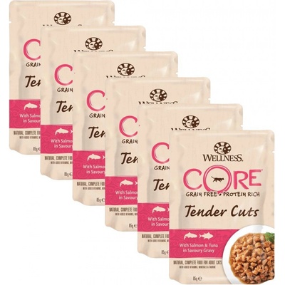 Wellness Core Tender Cuts losos & tuňák 6 x 85 g