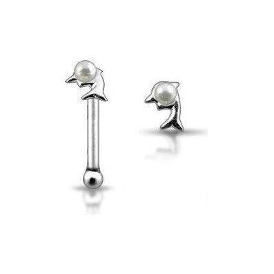 Šperky4U piercing do nosu delfín s perličkou N01118
