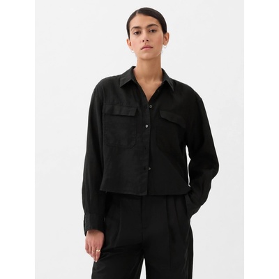 Gap lanová crop košeľa čierna