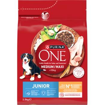 ONE Junior Medium/Maxi Puppy храна, богата на пилешко месо с ориз 2, 5 кг