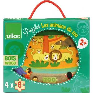 Vilac Комплект дървени пъзели Vilac - Zoo, 4 броя (2642) - ozone
