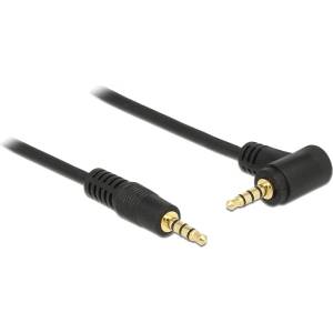 Delock Кабел Delock стерео жак 3.5 mm 4-pin мъжки-женски под ъгъл 2 m черен