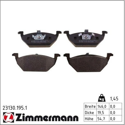 Sada brzdových destiček, kotoučová brzda ZIMMERMANN 23130.195.1 (231301951)