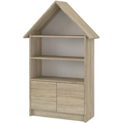 Dřevěná knihovna/skříň na hračky Domeček, Dub Sonoma – Sleviste.cz