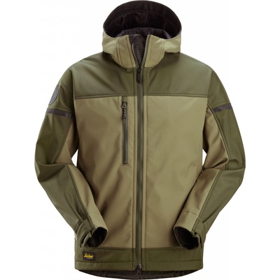 Snickers Workwear Softshellová bunda AllroundWork Stretch s kapucňou khaki