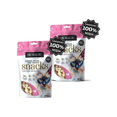 DR MALOU Mäsové kocky 100% lyofilizovanej kuracej prsnej mäsa 2x 50 g