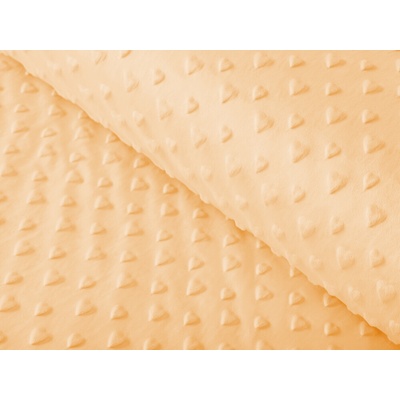 Detská látka Minky 3D srdiečka MKS-007 Svetlo marhuľová - šírka 150 cm