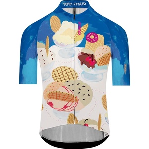 Q36.5 Мъжка фланелка с къс ръкав за колоездене Q36.5 Gregarius Pro Team Gelato Jersey Cycling jersey - White (056-3880-0113)