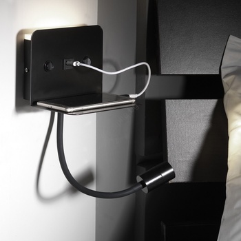 Onli - led Гъвкав малка лампа с рафт и usb зареждане plak led/1w/230v черен (ol0436)