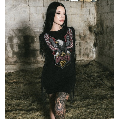 AFFLICTION дамска рокля affliction - twin turbo fringe - awv26477-bklv