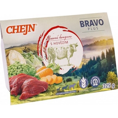 Chejn Bravo Plus Adult Dog hovězí a zelenina 12 x 325 g – Zbozi.Blesk.cz