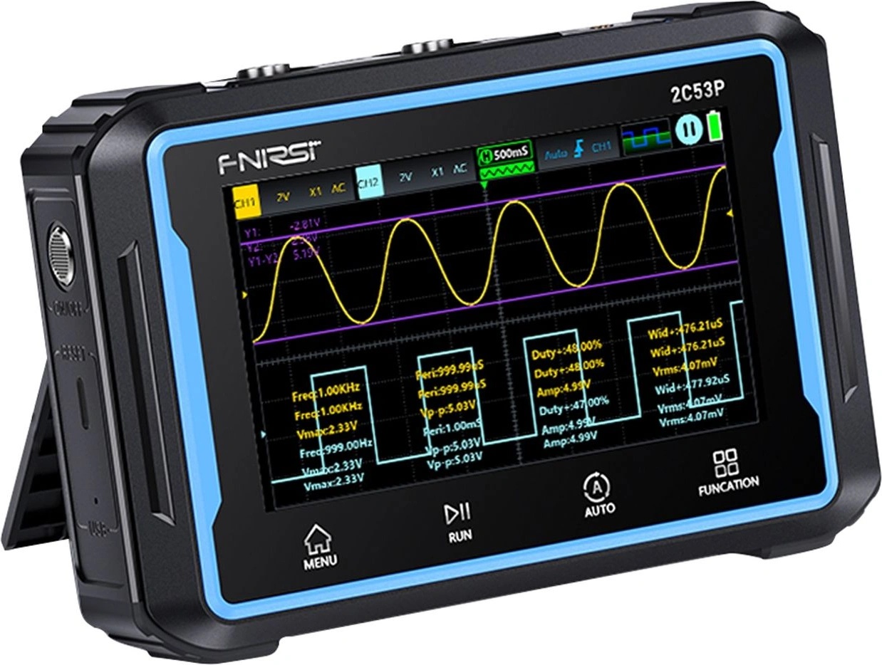 Fnirsi 2C53P Осцилоскоп, генератор на сигнали и мултиметър 3в1, 2 канала, 50 MHz (2C53P)