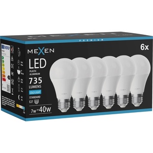 Mexen Nova 6x LED крушка E27, A60, 7W, Студено - 6500K, 735 lm - L100-E27-0765-01x06 (L100-E27-0765-01x06)