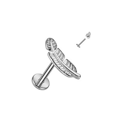 Šperky4U piercing do brady peříčko titan TIT1251-1206