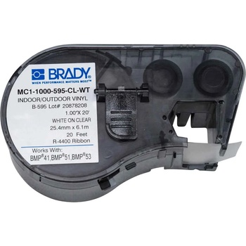 Brady MC1-1000-595-CL-WT / 131607, лепилна лента 25.40 mm x 6.10 m (MC1-1000-595-CL-WT)