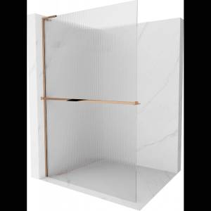 Mexen Kioto+ L душ параван с рафт Walk-in 90 x 200 cm, пръстени, розово злато - 800-090-123-60-09 (800-090-123-60-09)