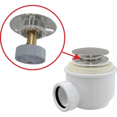Alcaplast odtoková souprava pro sprchové vaničky G6/4", click/clack, zátka chrom A465C-50