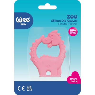 Wee Baby Силиконова гризалка Wee Baby - Zoo, динозавър, розова (389)