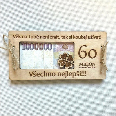 Dekorace z Česka Milion korun k narozeninám Jubileum: 60, Varianta: Bez podpisu