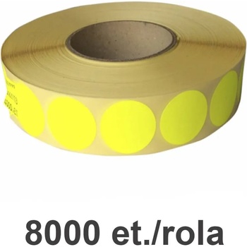 ZINTA Самозалепващи SGP етикети ZINTA кръгли 35 mm, 8000 ет. /ролка, 2 ет. /ред, жълти, флуо (35X35X8000-2R-SGP-R-YELF)