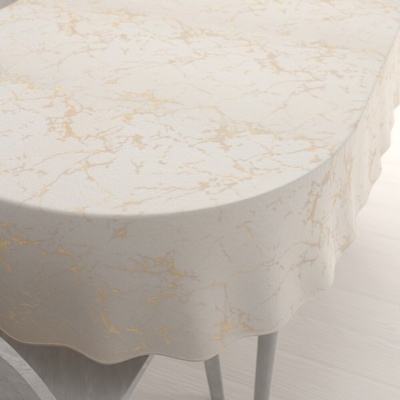 Biante oválny obrus Parma PM-115 Zlatý mramor na béžovom 120x140 cm