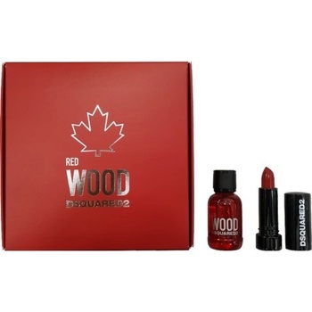 Dsquared2 Red Wood Coffret Deluxe červená rtěnka 1,2 g + EDT 5 ml dárková sada