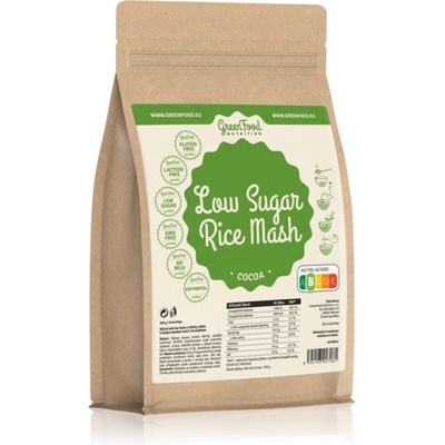 GreenFood Nutrition Low Sugar Rice Mash ryžová kaša s nízkym obsahom cukru kakaová 500 g