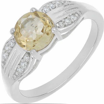 Nefertitis Prsten stříbrný s broušeným citrínem a zirkony 026068 CT