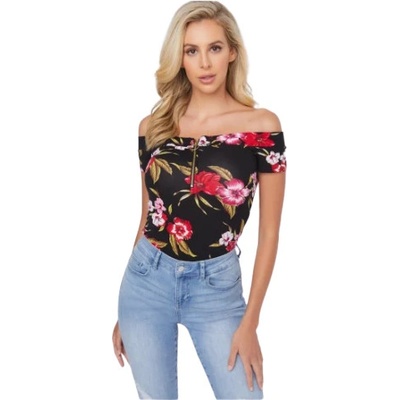 GUESS Loba Printed Ribbed Off-The-Shoulder Top