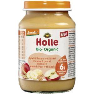 Holle пюре ябълка, банан и спелта 190г