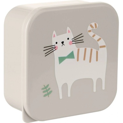 KikkaBoo Súprava boxov na desiatu 4 ks Kitty Cat Grey