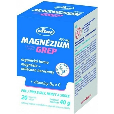 Vitar Magnézium 400 mg + B6 + vitamin C grep 20 sáčků