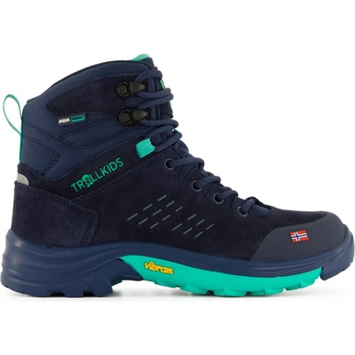 Trollkids Детски туристически обувки Trollkids Kid's Trollsteinen Hiker Mid XT Walking boots - Navy / Mint - размер 28 (EU) (702-3180-0311)