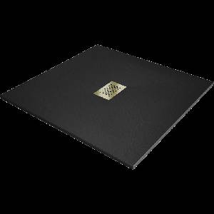 Mexen Hugo квадратен душ кабина SMC 100 x 100 см, черен, златна капачка - 42701010-G (42701010-G)