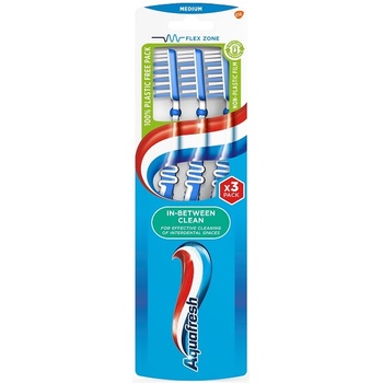 Aquafresh Комплект четки за зъби In-Between Clean, Medium, 3 броя